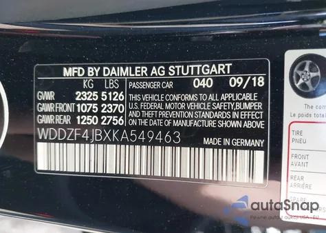 2019 Mercedes-Benz E 300 из США, поврежденный, VIN WDDZF4JBXKA549463